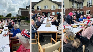 Coronation street party at Greenways Court care home